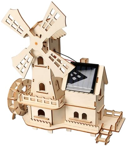 3D Wood Puzzle Solar Powered Windmill House Wooden Puzzles Scientific Educational Wooden Houses for Crafts for Children Kids 3d Puzzles For Kids Stem Kits For Age 12-14 Stem Kit Science Toys