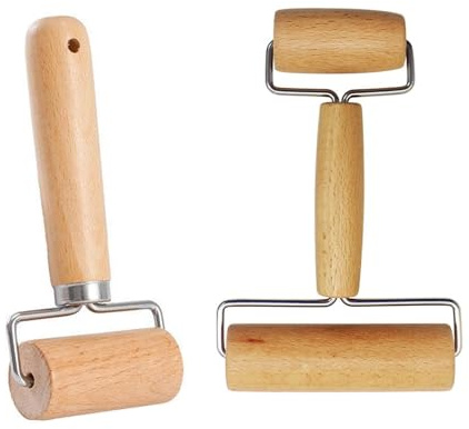 Teigroller Klein, Nudelholz Klein, 2-in-1 Doppelter Teigroller Mit Kleiner Teigrolle, Praktische Teigrolle Und Nudelholz Holz Für Backen Und Kochen