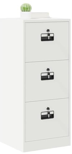 vidaXL Arkivkåp med låda Vit 45,5 x 42 x 106,5 cm Kallvalsat Stål, Modern kontor, industriell förvaring, rektangulär metallskåp, rymlig lådor för arbete, säker filhantering
