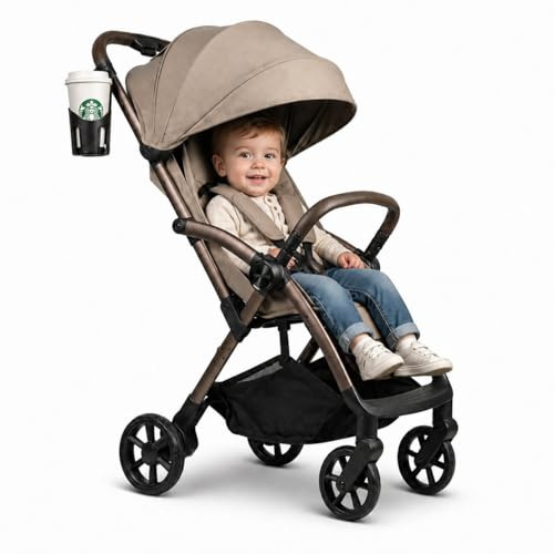 Venture Avio Stroller – Lightweight Compact Pushchair for Toddlers up to 4 Years – Travel Baby Stroller with Raincover, Cup Holder, Large Basket (Truffle)