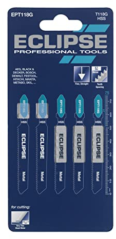 Eclipse Professional Tools EPT118G Pack of 5 32 TPI Fine Cut Jigsaw Blades for Metal