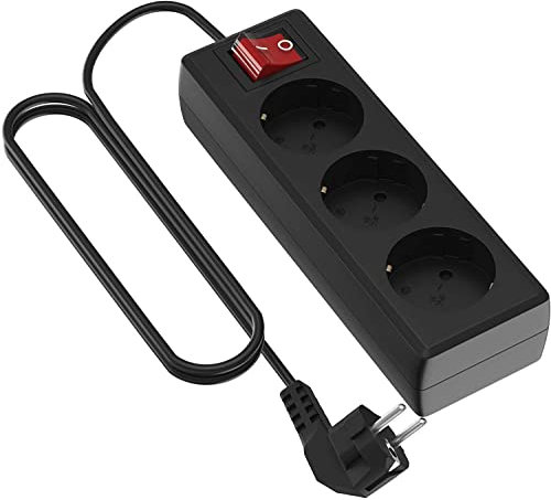 Garza 420027 power-base multipla Basic di 3 prese Schuko, cavo 1.5 mm x 3 m, colore, Nero, Medium