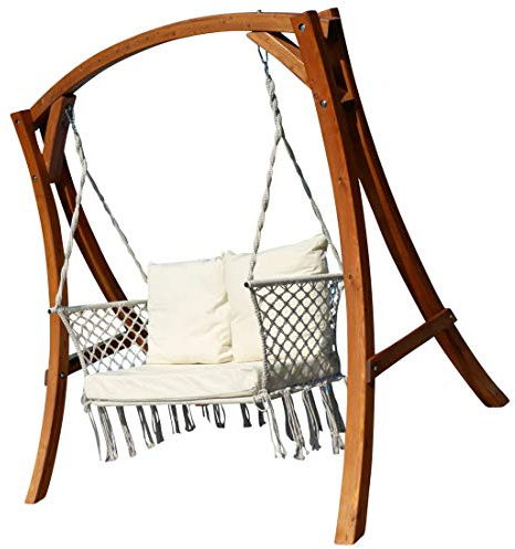 AS-S Design Hollywoodschaukel Gartenschaukel MERU aus Holz Lärche inkl. Abdeckung von AS-S, Farbe:Waikiki
