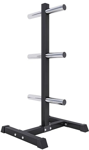 Gorilla Sports® - Soporte para Discos de Pesas con 6 Discos de 50/51 mm, Color Blanco y Negro, soporta hasta 350 kg, Negro
