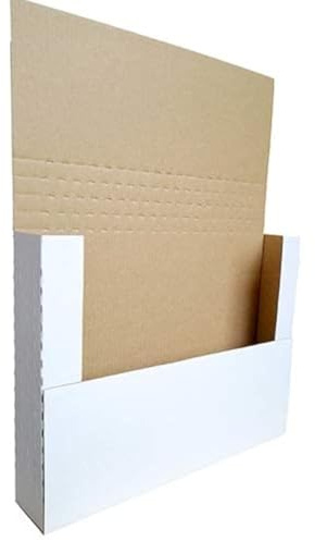 CH-BOX 50 Pack 282x219x(13-51) mm (11.125x8.625x2'') Small Cardboard Postal Boxes, Height Adjustable Corrugated Mailers for Shipping Mailing Packaging Comics Books Magazines Photos, White (EM1182)