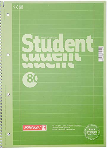 5x Brunnen Collegeblock A4 kiwi, LIN. 27