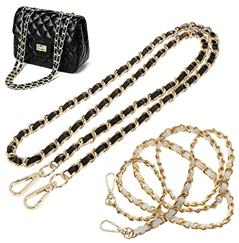 2 Stücke Schultergurtkette Kette Schulterriemen Handtaschen Metall Ketten für Damen Handtaschen Umhängetasche Geldbeutel Trageriemen Schulteriemen zum Wechseln und Umhängen Taschenzubehoer