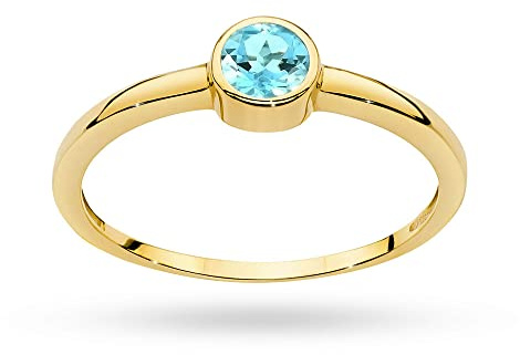 MARKO Klassischer Damenring aus Gold mit Topas 0.25Ct, 14 Karat Gold (585) | Goldring mit Box | Goldring für Frauen
