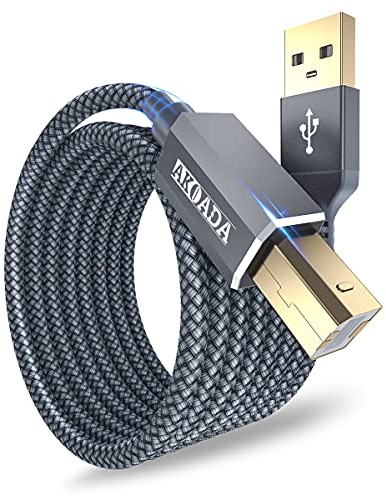 AkoaDa USB Druckerkabel 4.5M, Scanner Kabel A auf B 2.0 Drucker Kabel für HP, Canon, Dell, Epson, Lexmark, Xerox, Brother, usw(Grey)
