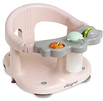 Asiento Bañera Bebe Interbaby | Fijación Ventosas Anti-resbalones | Silla Bañera Bebe Cómoda, Segura, Ergonómica | Sillón de Baño y Ducha Para Bebes > 5 meses, 26x30x38 cm, Rosa
