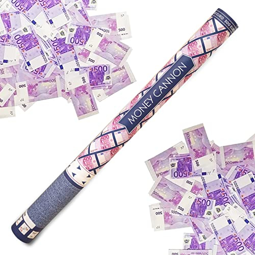 Cannone Sparacoriandoli a Banconota, Tubo Spara Coriandoli forma di Soldi ad Aria Compressa Sparasoldi 500 Euro per Matrimoni, Laurea, Capodanno, Party - 60 cm