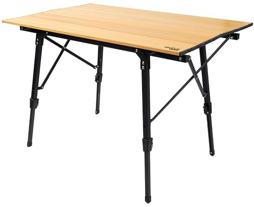 AKTIVE 63024 - Mesa Regulable en Altura para Camping Estilo Glamping, mesas Plegables Acampada portátiles, Medidas 90 x 57 x 46/40 cm, de Aluminio