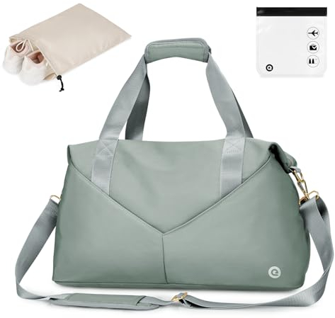 Ceneda Easyjet Reisetasche Handgepäck 45x36x20 Cabin Bag Große Tasche für Flugzeug Faltbare Weekender Handgepäck Sporttasche mit Nass-Tasche Damen Herren Handgepäck Koffer(Seladon)