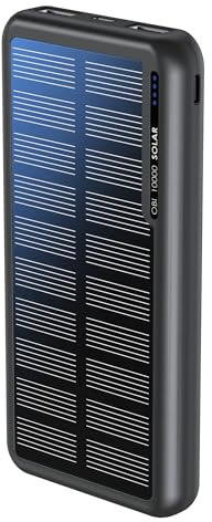Boompods Obi Batterie Portable Solaire 10000mAh - Batterie Externe USB-C avec Double Port USB-A, Chargeur de Panneau Solaire pour TéLéPhones et d'autres appareils, Idéal pour Voyage, Camping, Noir