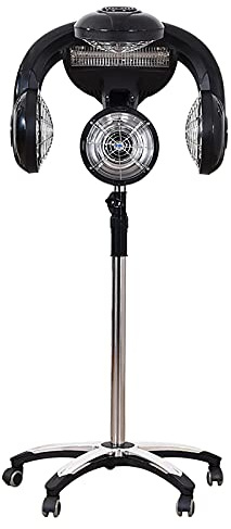 Professional Salon Hair Hood Dryer, 1400W Hair Color Processor & Steamer - Freestanding Salon Dryer with Smooth Wheels, Black