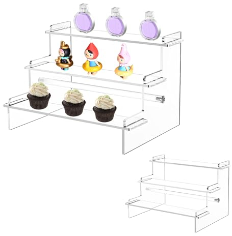 MININUSI Acryl Display Ständer, 25*19.3*15.3cm Stufen Präsentationsständer, Nagellack Display Regal Ständer, Desserts Acrylständer Stand, Transparente Acrylständer Cupcakes, Acryl ständer für figuren