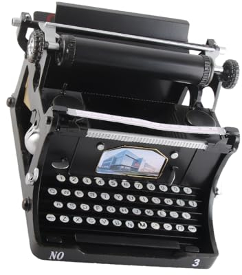 Qcwwy Vintage Tragbares Manuelles Antikes Schreibmaschinenmodell, Handgefertigte Retro-Schwarze Schreibmaschinendekoration für Zuhause, Perfekte Freunde, Eisenmaterial