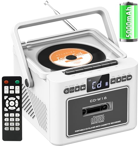 Boombox CD Player with Speakers, Portable Radio Tape Cassette CD Players for Home, Remote control, Stereo Hifi System Player with Bluetooth, USB/AUX/MP3/TF card playback