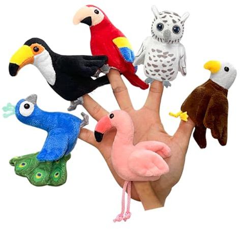 JUSTQUNSEEN 6pcs Bird Finger Puppets Set, Cute Animal Finger Puppet for Role-Playing Mini Hand Puppets Suitable for Kids,Bird Animal Puppets for Storytelling, Realistic Finger Puppet for Toddlers