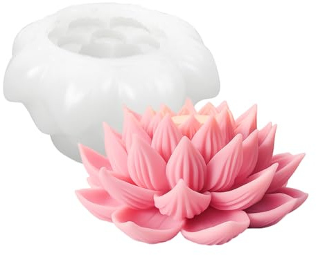 3D Lotus Kerzenformen zum Gießen, Kerzen Formen Silikon Kerzen Silikonformen Kerzen, Formen für Kerzen Gießen, Silikonformen Blumen (Lotus A)