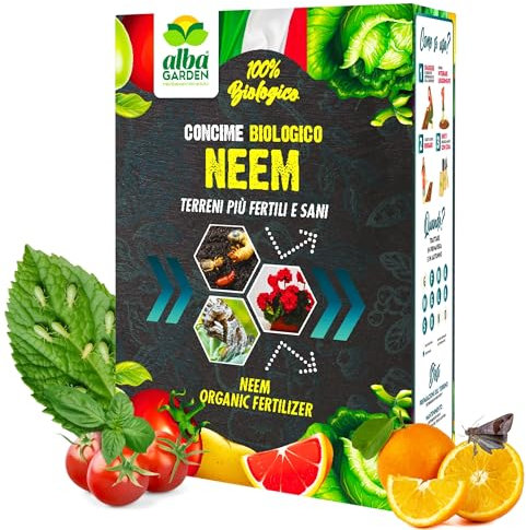 Albagarden - Concime Per Piante BIO a base di Panelli di NEEM - Ottimo Contrasto a Insetti e Malattie delle piante - Neem Polvere 500gr di Fertilizzante