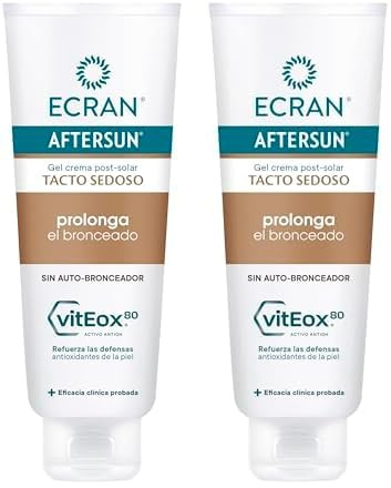 Ecran Aftersun - Aftersun Prolongador del Bronceado | Crema Postsolar sin Autobronceador que Calma, Alivia y Repara la Piel | Textura Gel-crema, Máximo Frescor, Fórmula con VitEox 80 | 250 ml
