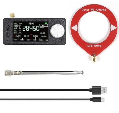 Mini SI4732 - Radio de bolsillo IPS de 1.9 pulgadas, pantalla a color de alta definición, transmisión de banda completa para ESP-32-S3 Master Control, antena de bucle portátil, receptor digital, AM