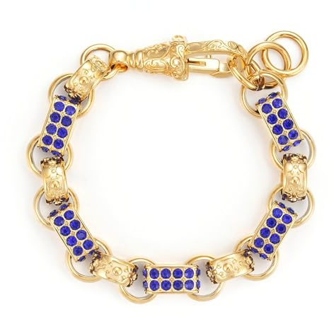 13mm Gold Gypsy Link Belcher Bracelet with Stones, 7.5-9 Inch, PVD Gold Plated – Bling King London
