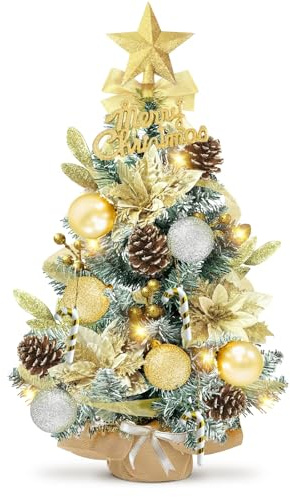 Mini Albero di Natale Piccolo, Albero di Natale con Luci Incorporate, 60cm Alberi di Natale da Tavolo, Addobbi Natalizi per La Casa, Alberelli di Natales Piccoli con Luci LED, Christmas Tree