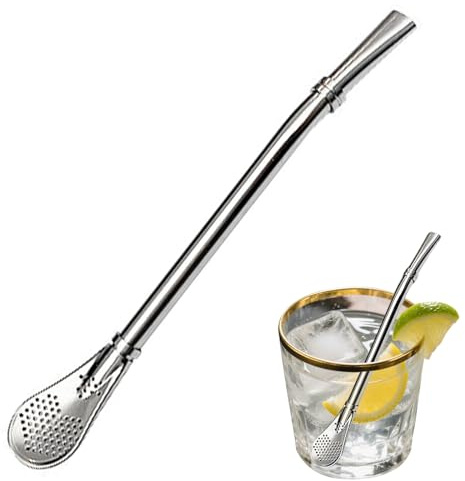 Dependable Stainless Steel Yerba Mate Tea Gourd Bombilla Drinking Straw Filtered Spoon Filter Stirrer Silver