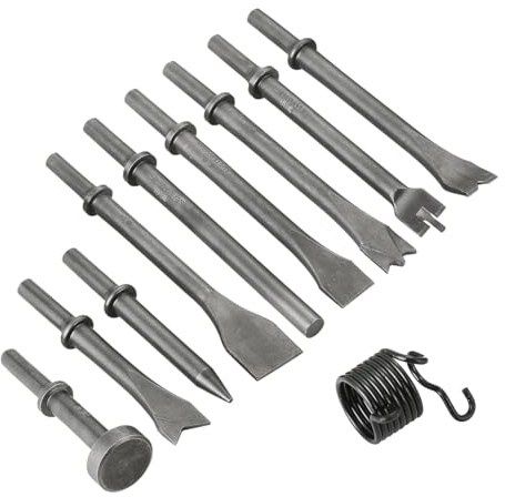 Eieenotee Juego de 10 Cinceles para Martillo Neumático de Aire, de Acero Al Carbono de Alta Resistencia, con Vástago de 0,401 Pulgadas.