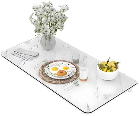 Schmaler Wandtisch mit Blättern, kompakter, faltbarer Ess- und Ausstellungstisch aus Holz für kleine Räume, 50 x 30 cm, stilvolles weißes Design für Wohnzimmer und Küche