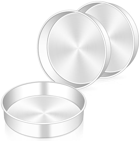Homikit 9 Inch Cake Tin Set of 3, Stainless Steel Round Cake Baking Pans | One-Piece Mould, Healthy & Sturdy, Mirror Finished & Dishwasher Safe, Great for Birthday Christmas Cakes, Bread, Roasting