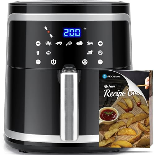 Aigostar Cube Pro - Heißluftfritteuse 1900W, 7L - 360° Luftzirkulation Technologie, Ölfreie Fritteuse, Heißluftofen, Temp. bis 200°C, LED-Touchpanel, Energiesparend