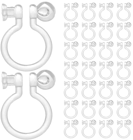 AKOOSY 50 St Transparent U- Öronclipsomvandlare för Icke-genomborrade Öron Plastklämmor för Bekväm och Osynlig Örhängeskonvertering för DIY Smyckestillverkning och Stilren Användning