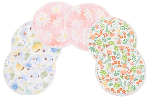 Gogogmee Coppette Assorbilatte Riutilizzabili Design Delicato e Funzionalità Pratiche Stili multipli 6 Pezzi in Fibra di Bambù Traspiranti per Allattamento Maternità