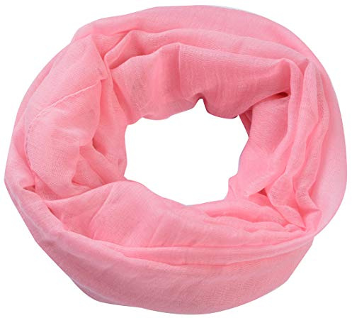 Miobo Loop halsduk crinkle halsduk halsduk enfärgad 70 x 180 cm vår sommar höst, Rosa rund, 180x70cm