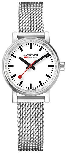 Mondaine – Evo2 damklocka 26 mm – officiell Swiss Railway armbandsur – 30 m vattentålig – safirkristall – olika variationer – klockor för män och kvinnor, SILVER, armband