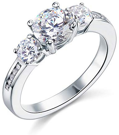 Gold Gala Trilogy Ring Damen Verlobungsringe 925 Sterling Silber Weißen Zirkonia