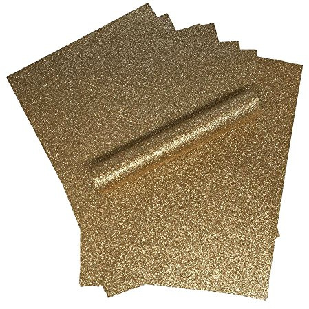 Carta glitterata in formato A4, morbida al tatto, 150 g/mq di spessore, color oro rosa, confezione da 10 fogli