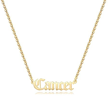Aimber 18K Gold Plated Astrology Necklace for Women Jewelry,12 Zodiac Pendant Horoscope Constellations Necklace(Letter,Cancer)