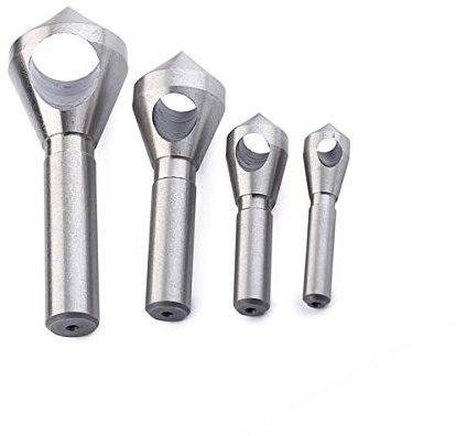 TOOLSTAR Broca avellanada de cobalto, taladro avellanador con agujero, 4 piezas de brocas de chaflán de desbarbado Set de brocas de plástico de madera de 2-5 mm 5-10 mm, 10-15 mm, 15-20 mm (plata)