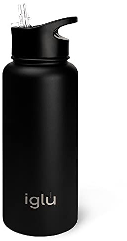 iglu Water Bottle with Straw Lid 1L — Insulated Stainless Steel, 24hr Cold & 12hr Hot — Leakproof, BPA-Free, Sweatproof — UK Family Brand (1L, Night Sky)