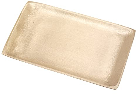 NKlaus piatto per candele rettangolare 10x7 cm ottone opaco oro vassoio moderno decorazione piattino 10532