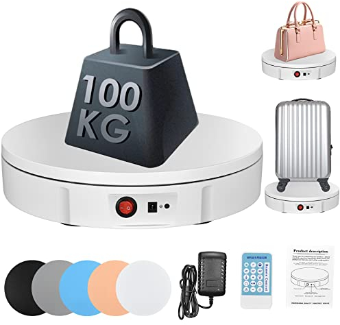 Piatto Girevole Elettrico, 30cm/100kg Piattaforma Professionale Base Girevole Elettrica Automatica 360 Gradi Regolabile Velocità di Rotazione e Angolo per Fare Foto Esposizione Prodotti