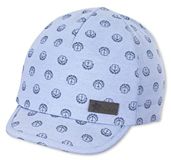 Sterntaler Baby Jungen Schirmmütze Baby Schirmmütze Anker - Schirmmütze Baby, Baby Mützen - mit Anker Motiv - himmelblau, 47