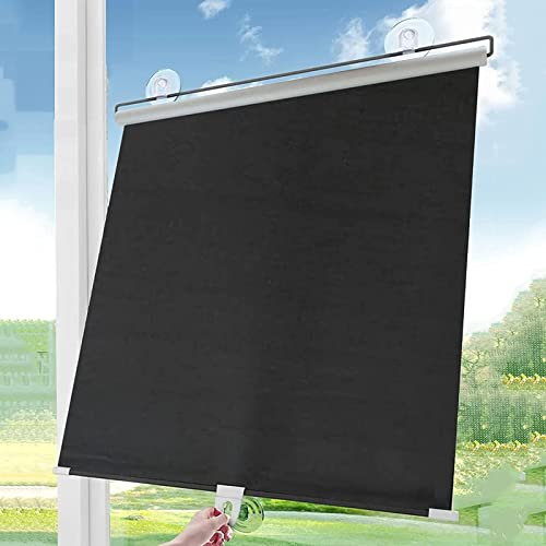Rollos Mit Saugnäpfen, Verdunkelungsrollos Für Fenster, Sonnenschutzrollos Für Balkontür Dachfenster, Thermorollo Vorhänge, Temporäre Jalousien Ohne Bohren, Sichtschutz,Black-68×125cm(26.8*49.2in)