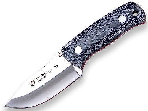 Joker Sportliches Survivalmesser TS1 CM81-F Micarta Canvas-Griff, Messer mit 7,5 cm Klinge, Kydexhülle mit Paracord 550, Angelwerkzeug, Jagd, Camping und Wandern
