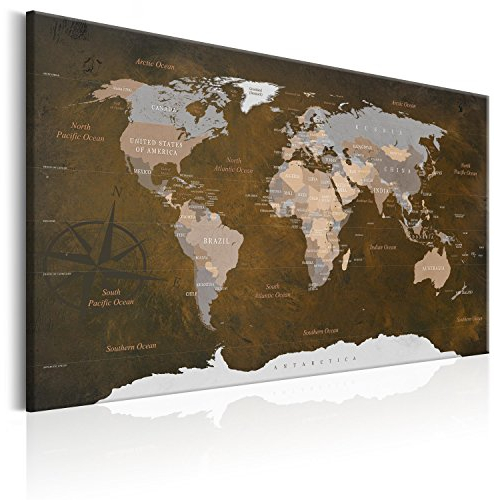 B&D XXL - Akustikbild Bilder Akustikschaum Hochleistungsschallabsorber Schallschutz Leinwand 1 tlg Wandbild Raumakustik Schalldämmung Weltkarte Welt KArte Kontinente k-A-0086-b-c