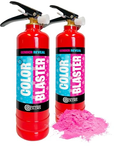 Chameleon Colors Gender Reveal Fire Extinguisher (Pink) - Built in America - Gender Reveal Powder Extinguisher for Baby Girl Photo Shoot or Party - 2 Pink Color Blasters - Non-Toxic
